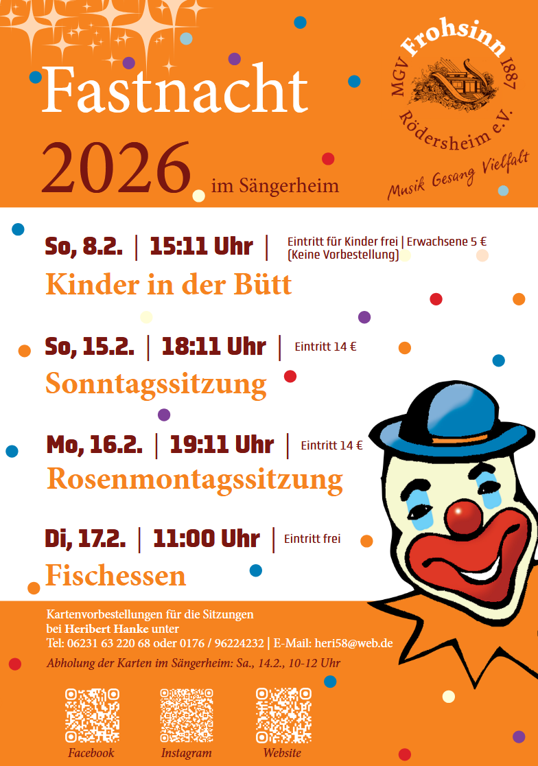 Fastnacht beim MGV Frohsinn 1887 Rödersheim e.V.
